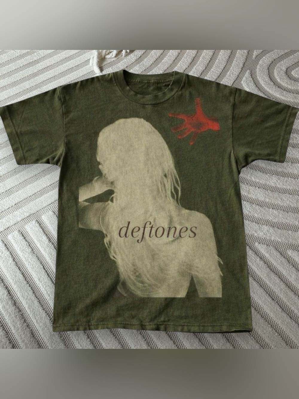 Gildan Deftones Graphic T-Shirt Military Green For Unisex